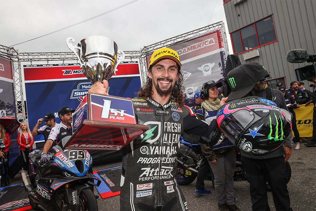 Fresh N Lean Progressive Yamaha Racing’s JD Beach rode to a commanding victory in MotoAmerica Superbike Race 2 at New Jersey Motorsports Park