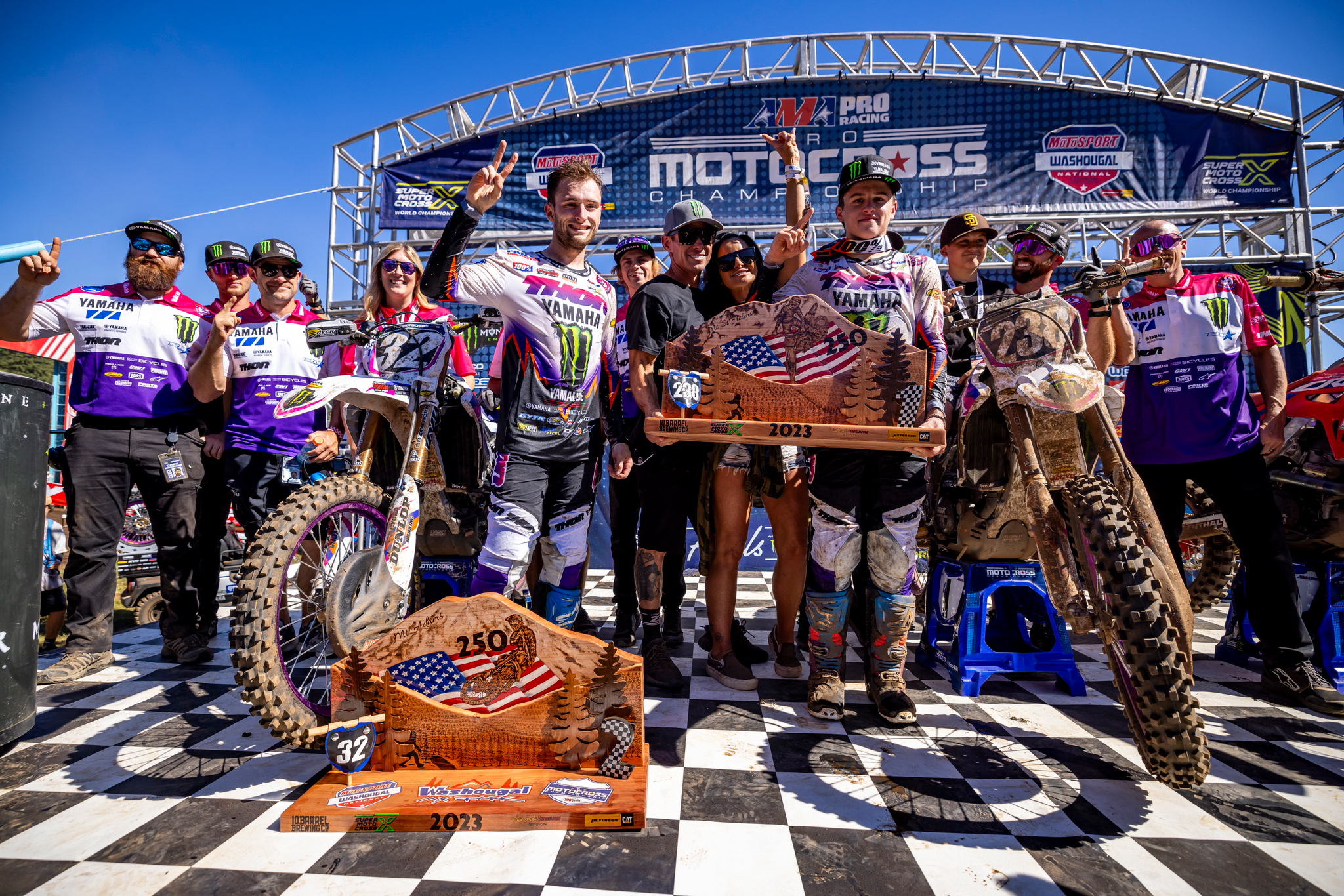 Monster Energy Yamaha Star Racing’s 250 team completes a stellar weekend
celebrating 50 years of the YZ with a double overall podium and a 1-2-3 finish in Moto 2