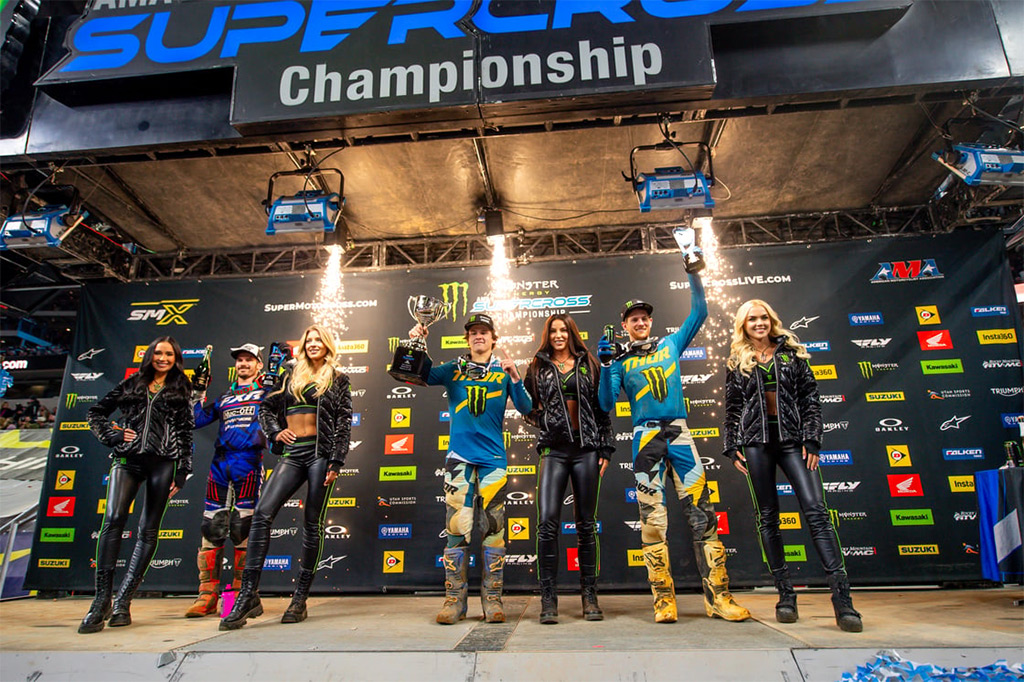 Monster Energy Yamaha Star Racing’s Haiden Deegan claims 250SX West Championship lead with Arlington Supercross victory, teammate Michael Mosiman joins him on the podium in third