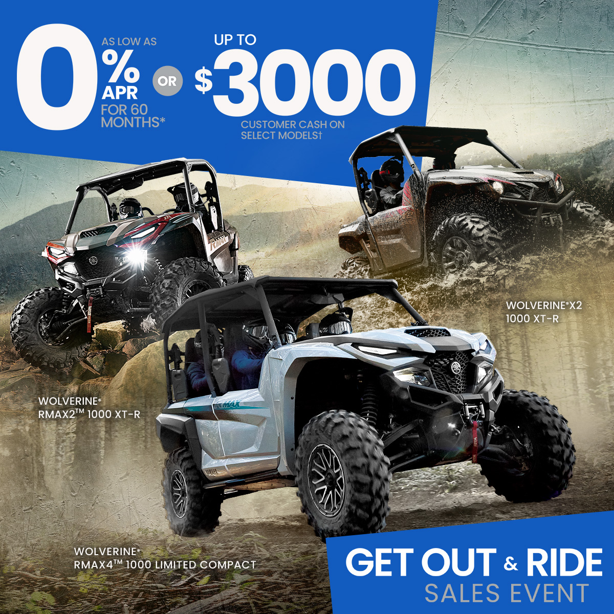 Let's Ride - Wolverine RMAX - up to $3500 Customer Cash or as low as 3.99%APR for 84 moths. See dealer for full details.