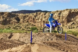 YZ450F Team Yamaha Blue with rider on hill